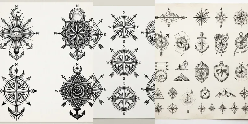 Compass Tattoo Sheets generated by undefined