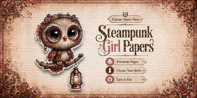 Steampunk Girl Plain Papers generated by undefined
