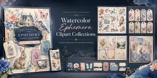 Watercolor Ephemera Clipart Collections generated by chatgpt-image