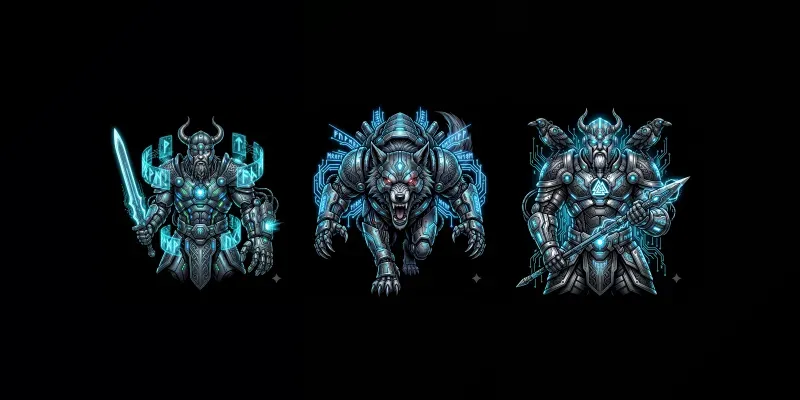 Cyber Viking Mythology Tshirt Designs generated by undefined