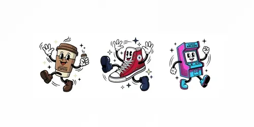 Rubber Hose Mascot Characters generated by gemini-image