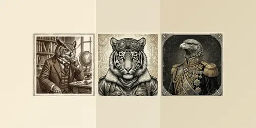 Engraving Animal Poster Creators generated by gemini-image