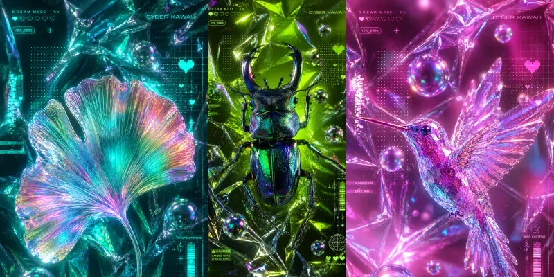 Cyber Kawaii Iridescent Backgrounds generated by undefined