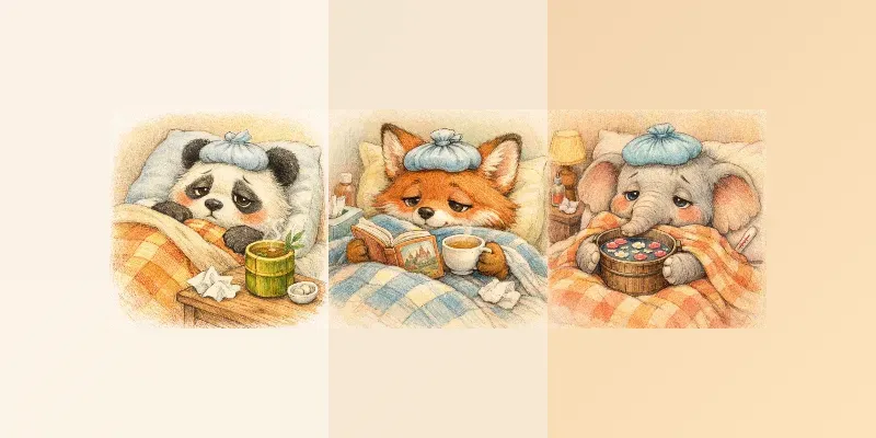 Whimsical Sick Animal Illustrations generated by undefined