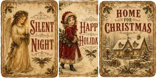 Vintage Holiday Ephemera Journal Cards generated by chatgpt-image