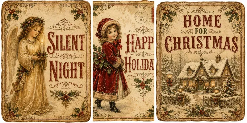 Vintage Holiday Ephemera Journal Cards generated by undefined
