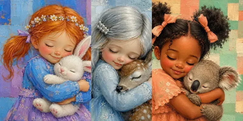 Textured Storybook Pet Embraces generated by undefined