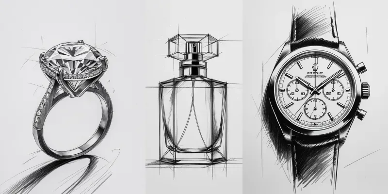 Luxury Fashion Product Pencil Sketches generated by undefined
