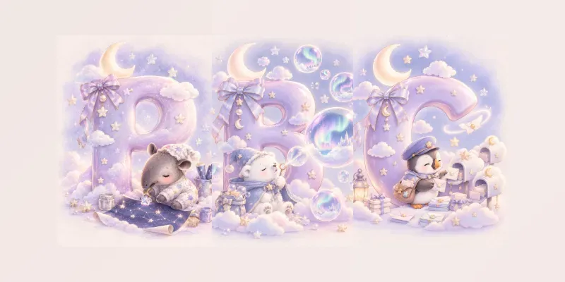 Kawaii Baby Night Nursery Letter Art generated by undefined