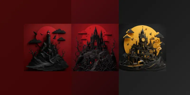 Dark Fantasy Papercut Scenes generated by undefined