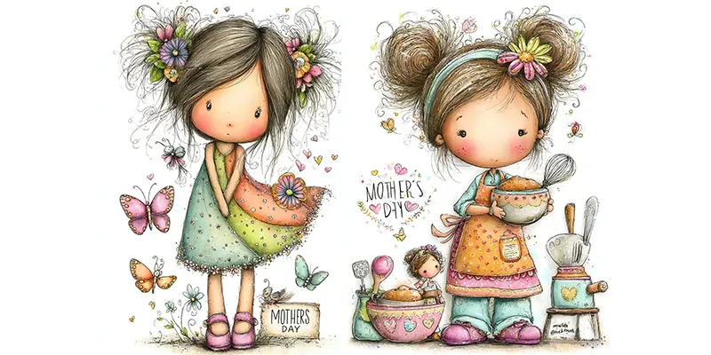 Mother Day Spring Girl Character Clipart generated by undefined