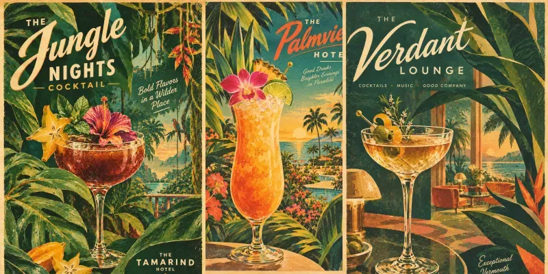1960s Botanical Cocktail Posters