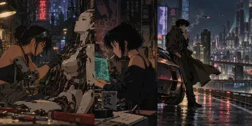 90s Retro Anime Cyberpunk Film Stills generated by chatgpt-image