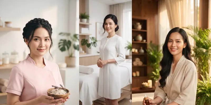 Realistic Asian Beauty Spa Portraits
