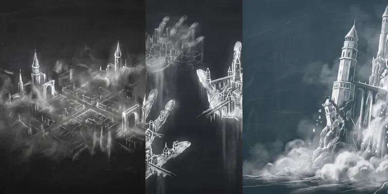 Erased City Anime Chalk Landscapes