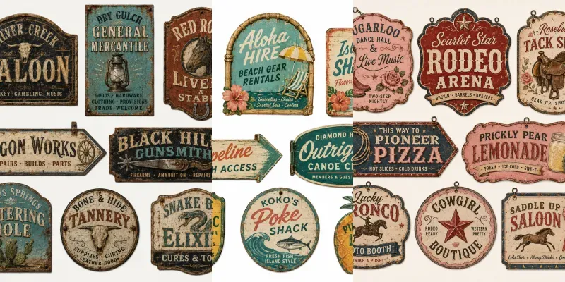 Advertising Sign Ephemera Sheets generated by undefined