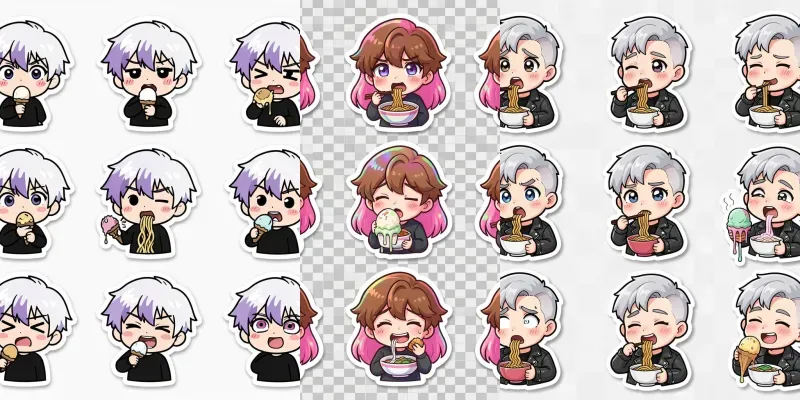 Kpop Character Eating Sticker Sheets generated by undefined