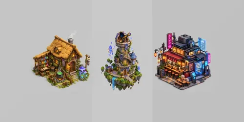 Modular Isometric Video Game Environments generated by chatgpt-image