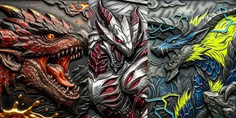Mh Embossed Metal Enamel Monsters