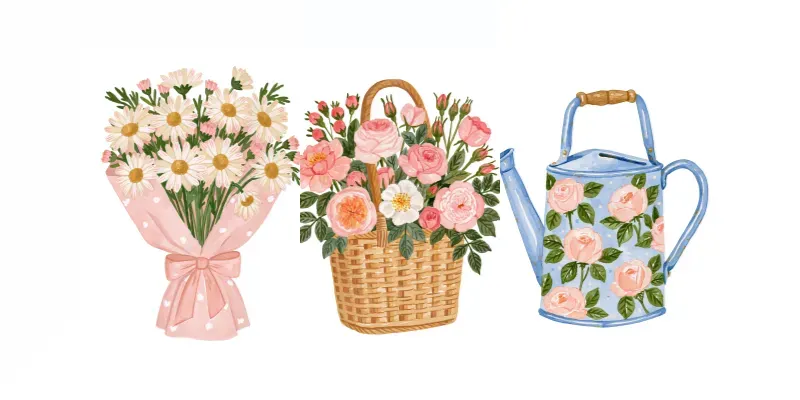 Fresh Off The Market Flower Cliparts generated by undefined