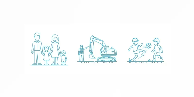 Minimalist Cyan Line Art Pictograms generated by undefined