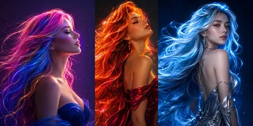Neon Rainbow Hair Glamour Portraits generated by chatgpt-image