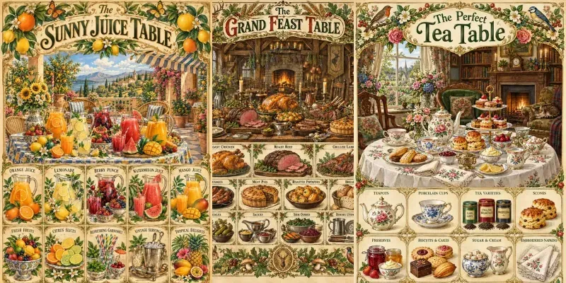 Whimsical Vintage Table Posters generated by undefined