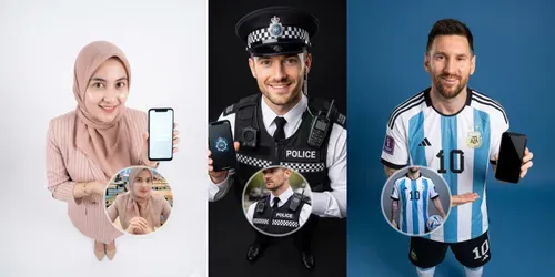 Pro Models Holding Phones generated by gemini-image