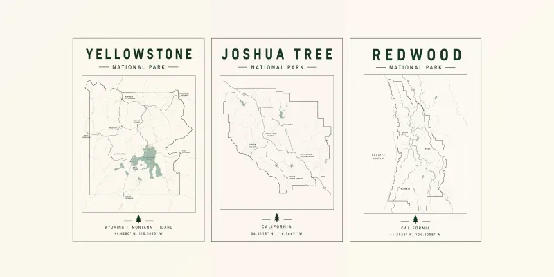 Minimal Line Art National Parks Posters generated by undefined