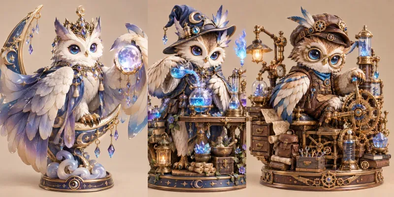 Mystic Owls Luxury 3D Designer Toys generated by undefined