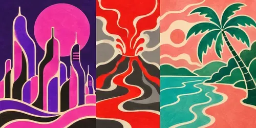 Retro Abstract Wavy Landscapes generated by chatgpt-image