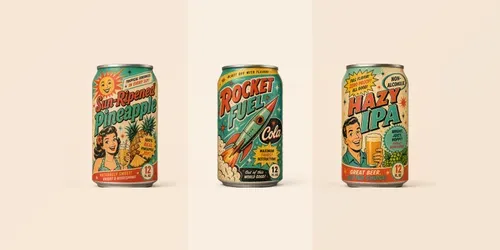 1950s Vintage Lithograph Beverage Mockups generated by chatgpt-image