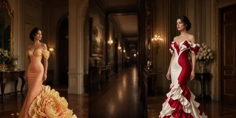 Luxury Twotone Floral Couture Dresses generated by undefined