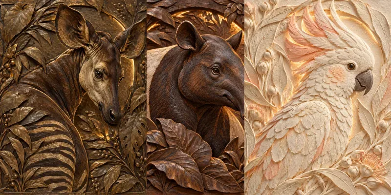 Sculpted Animal Basrelief Portraits