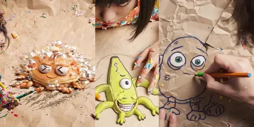 Ugly 3D Doodle Viral Videos generated by veo