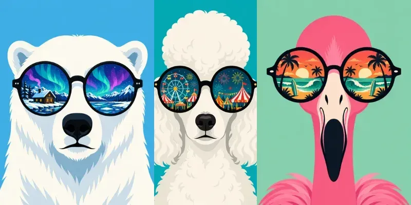 Retro Animal Sunglass Reflections generated by undefined