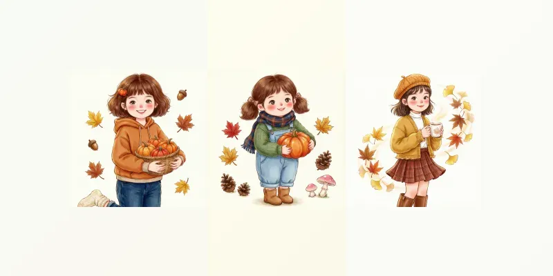Cute Autumn Girl Tshirt Cliparts generated by undefined