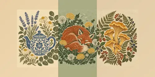 Vintage Botanical Linocut Block Prints generated by chatgpt-image