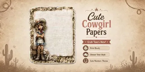 Cute Western Cowgirl Plain Papers generated by midjourney