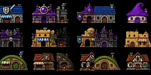 8bit RPG Building Variation Sprites generated by chatgpt-image