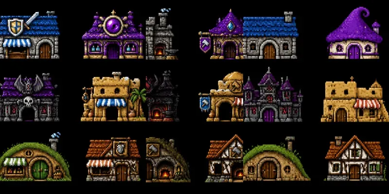 8bit RPG Building Variation Sprites generated by undefined