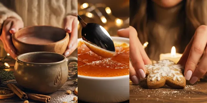 Cozy ASMR Christmas Food Scenes generated by undefined