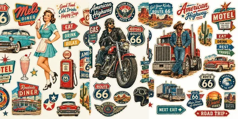 Vintage Route 66 Sticker Collections