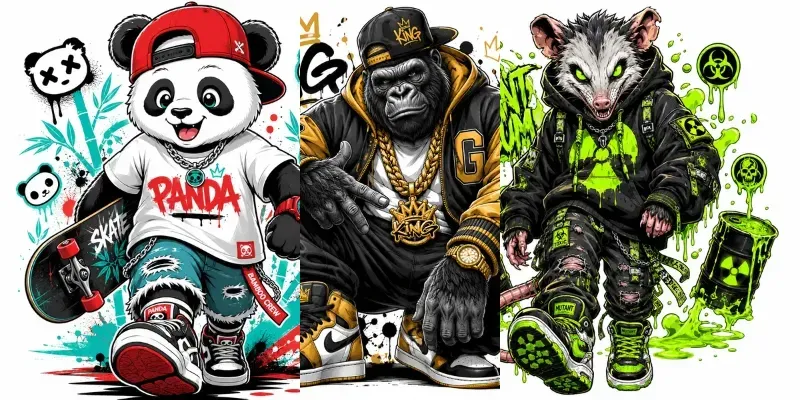 Street Pop Cartoon Tee Designs generated by undefined