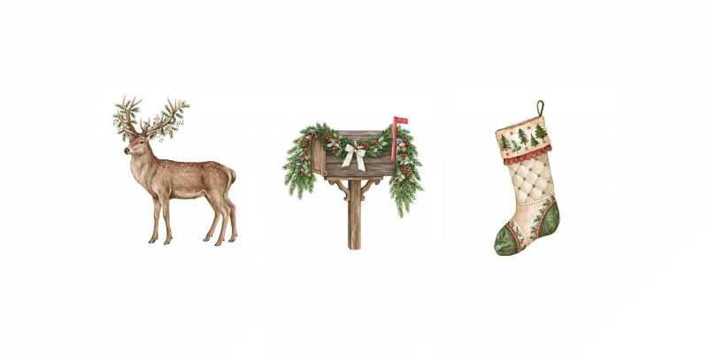 Woodland Christmas Watercolor Cliparts generated by undefined