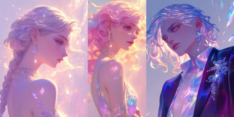 Iridescent Fashion Fantasy Characters generated by undefined