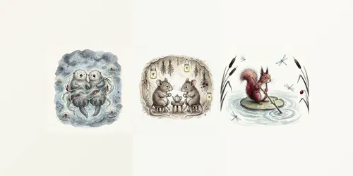 Handdrawn Illustration Animals generated by gemini-image