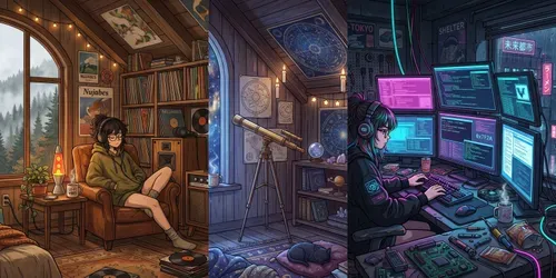 Cozy Anime Lofi Room Illustrations generated by gemini-image