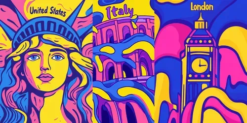 Psychedelic City Illustrations generated by midjourney