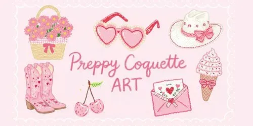 Preppy Coquette Art generated by midjourney